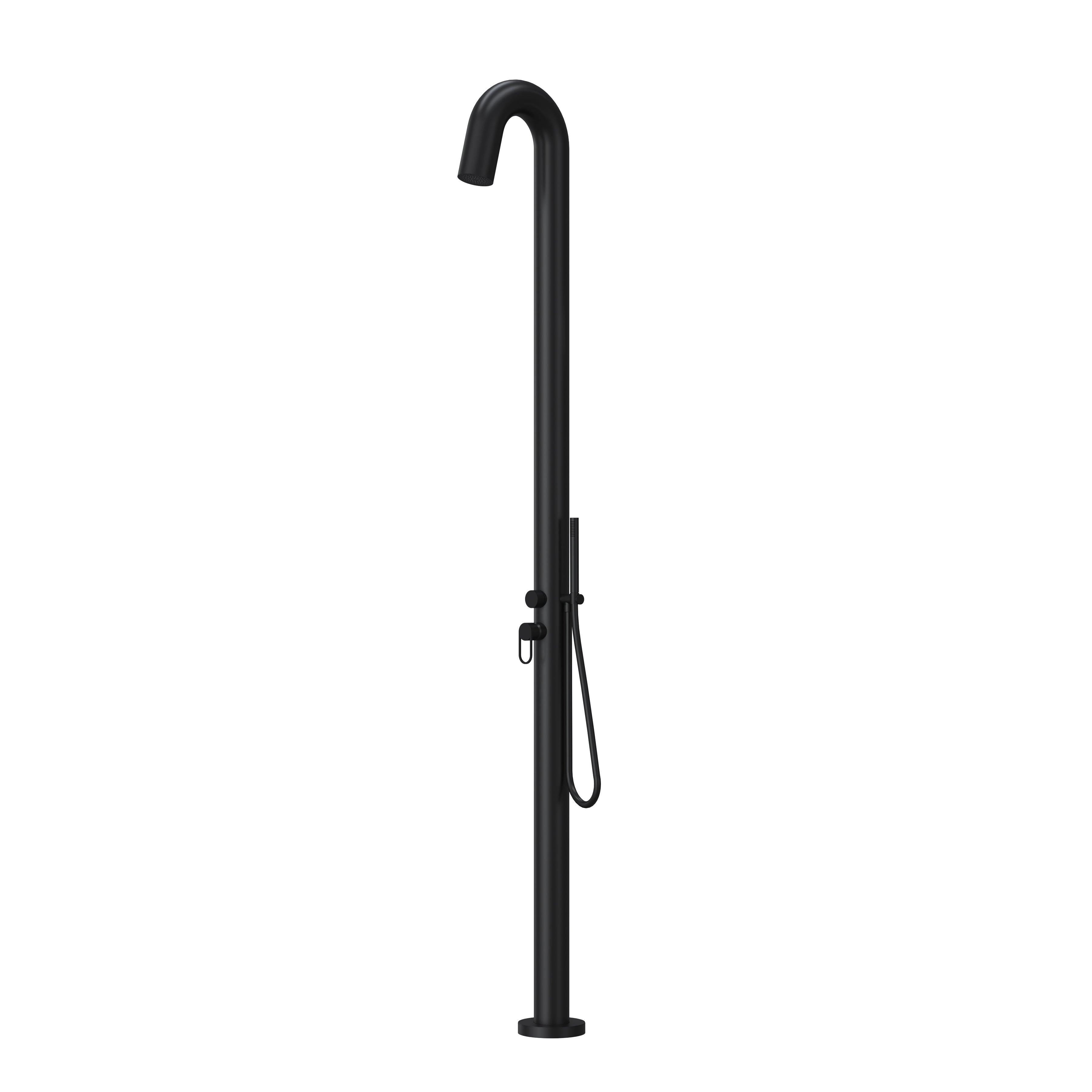Volutus 06 Outdoor Shower with Hand Shower Structured Black Watrline