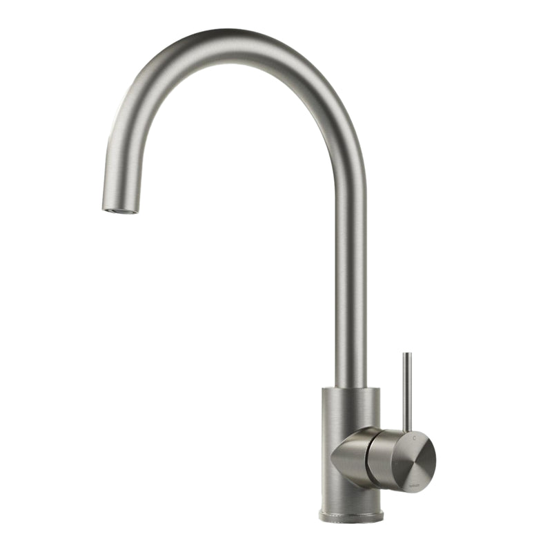 Watrline - HOTBATH Fellow FKM30 316 Stainless Steel Single-Hole Kitchen Faucet with Swivel Spout 316 Stainless Steel Deck Mount