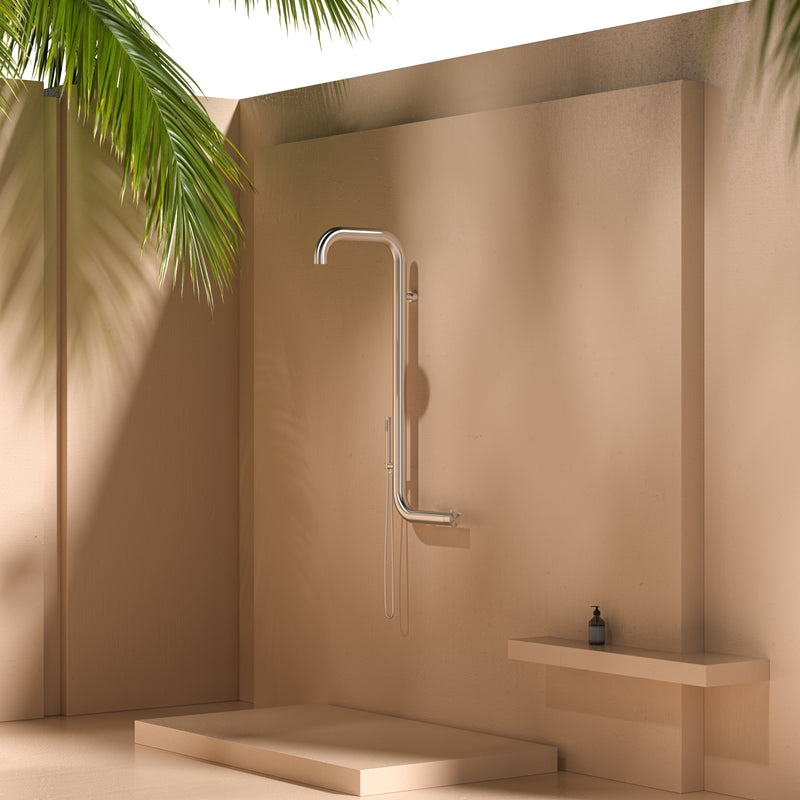 Watrline - STELLAR Juno Outdoor Shower 316 Stainless Steel Hand Shower Single Spray Wall Mount