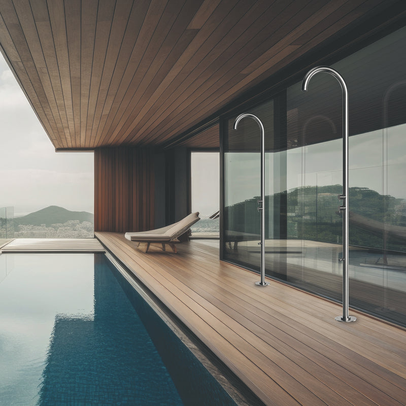 Watrline - Bossini POOL P02 Outdoor Shower 316 Stainless Steel Foot Wash Freestanding Single Spray