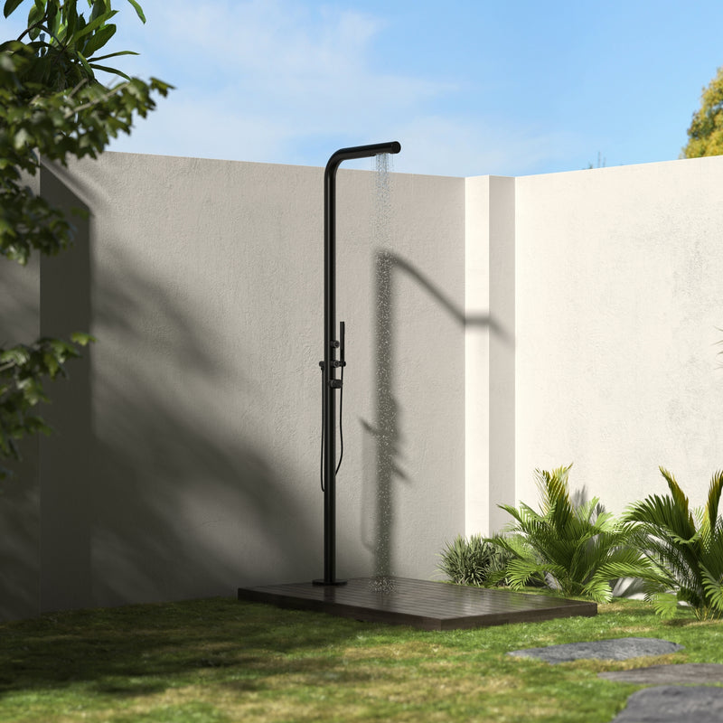 Watrline - STELLAR Nova Outdoor Shower 316 Stainless Steel ADA Compliant Freestanding Hand Shower Rain Shower