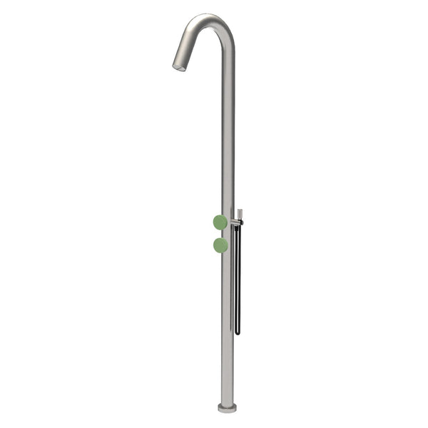 Watrline - FIMA OUT.SIDE Freestanding Outdoor Shower with Cascade Flow and Hand Shower 316 Stainless Steel Freestanding Hand Shower Waterfall
