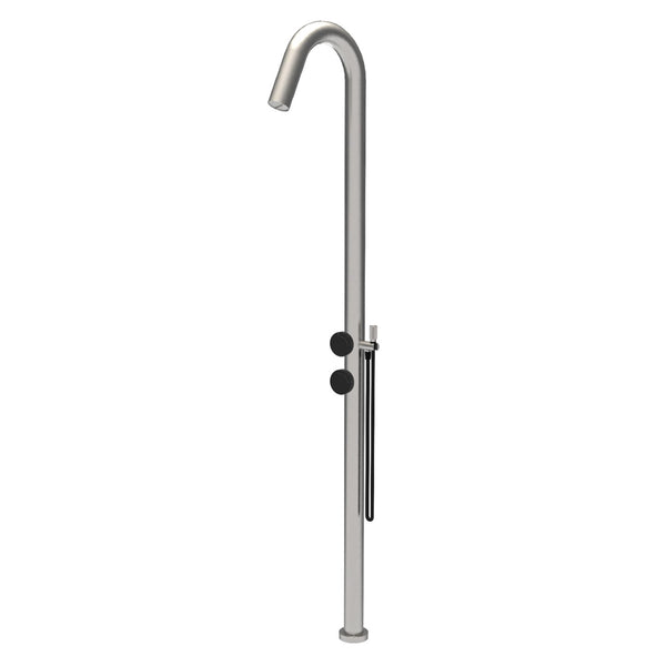 Watrline - FIMA OUT.SIDE Freestanding Outdoor Shower with Cascade Flow and Hand Shower 316 Stainless Steel Freestanding Hand Shower Waterfall