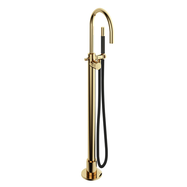Watrline - HOTBATH Cobber CB077 Freestanding Bath Filler with Hand Shower - Trim only Freestanding Solid Brass