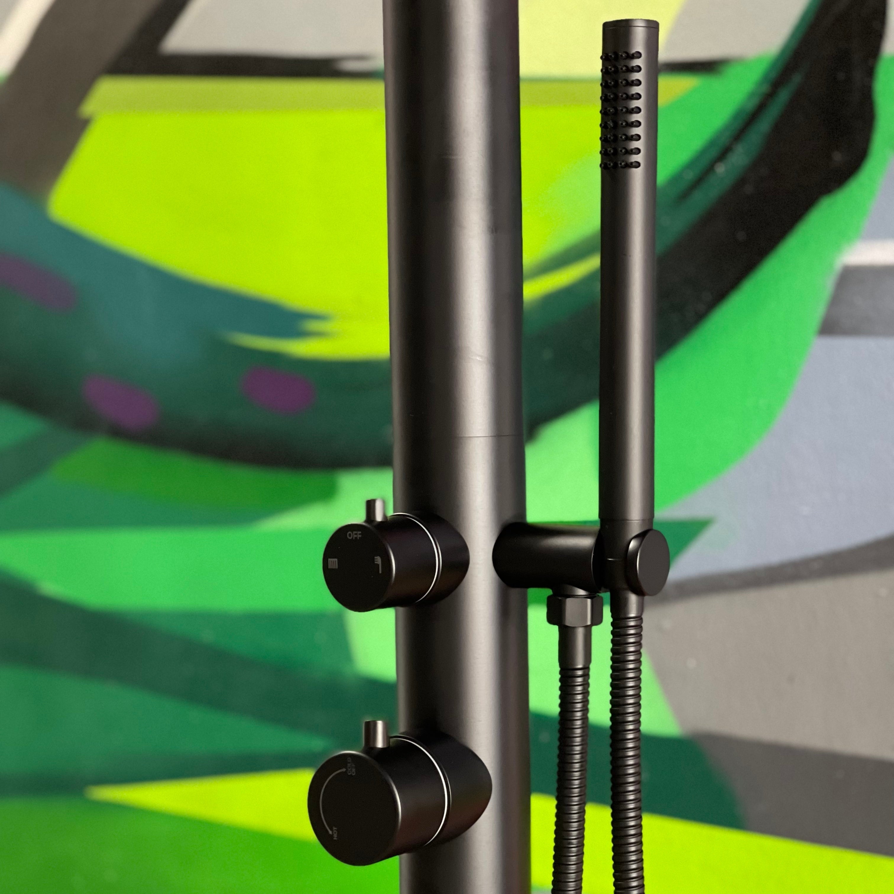 Astra 316 Stainless Steel Outdoor Shower with Hand Shower Matte Black